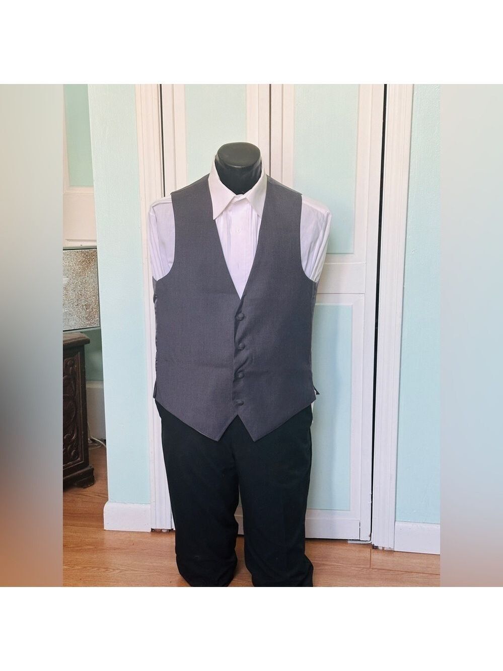 Steel Gray Dark Grey Charcoal Closed Back Vest Wedding Prom Men’s Medium M